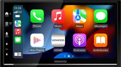 A car stereo display showing various app icons.