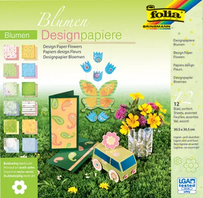 Produktbild von folia Designpapierblock "Blumen" 305 x 305 mm 12 Blatt