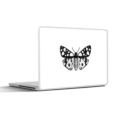 Produktbild von MuchoWow® Laptop Aufkleber Sticker Cover Schmetterling - Vintage - Schwarz und weiß 25x18 cm - Laptop-Deko