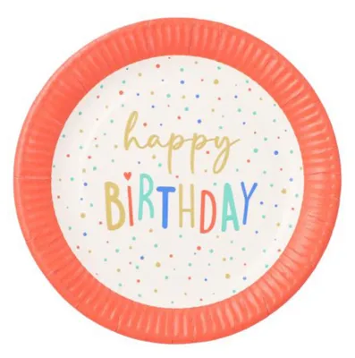 Image de 10 assiettes, carton rond Ø 23 cm "Happy Birthday
