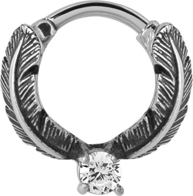 Produktbild von Karisma Edelstahl 316L Hinged Federn Ring Piercing Ohrring Zirkonia- 1,2x8mm - Weiss