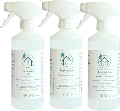 3x 0,5 liter membraclean desinfectie voor oppervlakken en voorwerpen spuitfles