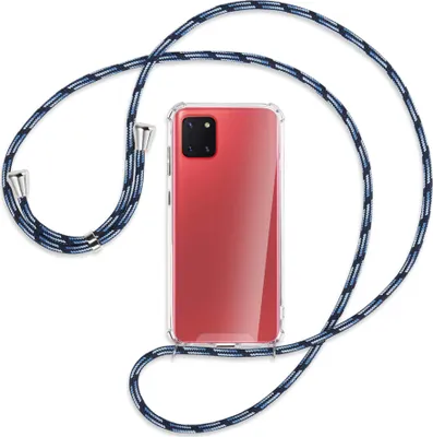 Produktbild von Handykette Backcover-Schutzhülle mit Band (Metall silberfarben) für Samsung Galaxy Note 10 Lite - Blautöne