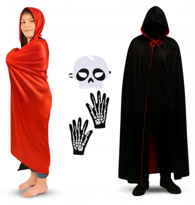 Produktbild von Kinder Halloween Umhang Vampir mit Kapuze, Wendbar