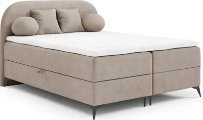 Produktbild von Boxspringbett Schlafzimmerbett GORGIA 160x200cm Stoff Jasmin Beige