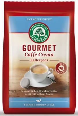 Produktbild von Lebensbaum Kaffee Gourmet Kaffeepads entkoffeiniert -- 126g