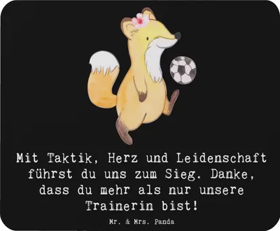Produktbild von Mr. & Mrs. Panda Mauspad Fussball Trainerin - Schwarz - Geschenk, Mouse Pad, Energie, Sportart, laptop, Danksagung, Mentorin, Freundin, Mousepad, Inspiration, mausteppich