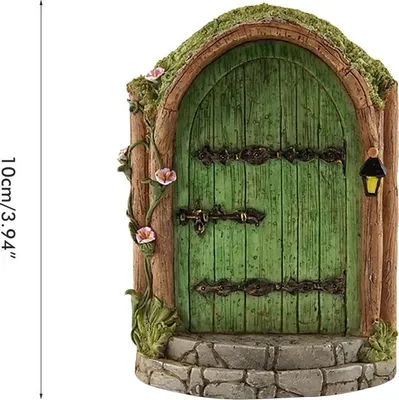 Image de Porte de fée pour arbres Porte de fée miniature Jardin de fée Accessoires de décoration d'extérieur Sculpture d'art de la cour Décoration pour chambre d'enfant Arbres muraux