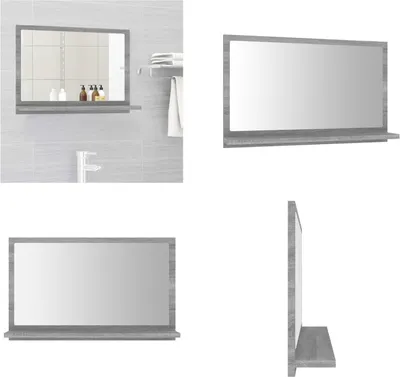 Obrázok produktu pre vidaXL Kúpeľňové zrkadlo Grey Sonoma 60x10,5x37 cm Materiál na báze dreva - Zrkadlo - Kúpeľňové zrkadlo - Zrkadlo do kúpeľne - Nástenné zrkadlo