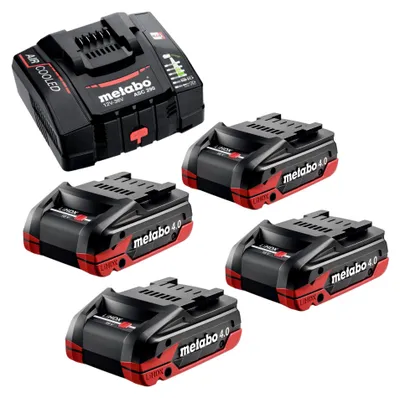 Produktbild von Metabo Basis Set 4x LiHDX Akkupack 18 V 4,0 Ah Akku ( 4x 624974000 ) + ASC 290 Ladegerät ( 627370000 )