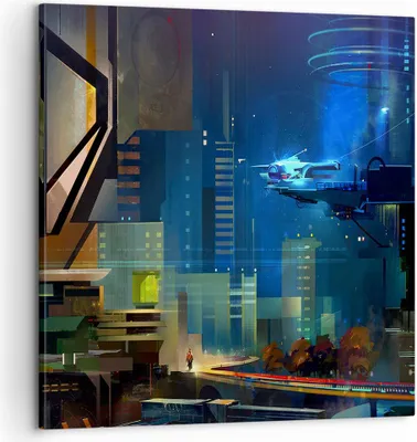 Produktbild von Bild auf Leinwand - Leinwandbild - Fantasie Stadt - 60x60cm - Wand Bild - Wanddeko - Wandbilder - Leinwanddruck - Bilder - Kunstdruck - Wanddekoration - Leinwand bilder - Wandkunst - AC60x60-3890
