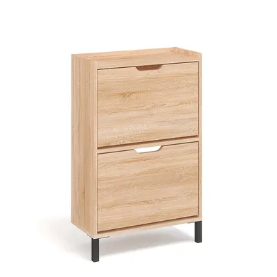 Produktbild von Schuhschrank Madrid 2 Sonoma Schmal Schuhregal Geschlossen mit 2 Klappen Schuhkipper