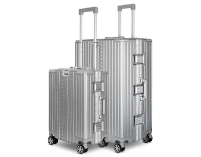 Produktbild von WINLIFE® SPARSET Koffer M+XL – 53cm Handgepäck & 75cm XL Check-in-Trolley, ABS Hartschale, Alu-Rahmen, TSA-Schloss, 4 Rollen, robust & leicht, Silber