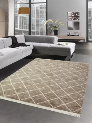 Immagine prodotto di Tappeto orientale kilim a rombi beige crema dimensioni - 80x150 cm