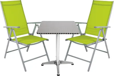 Produktbild von Bistrogarnitur 3-teilig Aluminium - Textilen / Lime