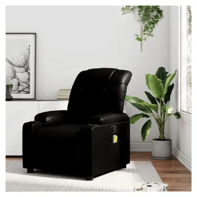 Produktbild von Massagesessel aus Kunstleder in Schwarz, Relaxsessel mit elektrischer Liegefunktion