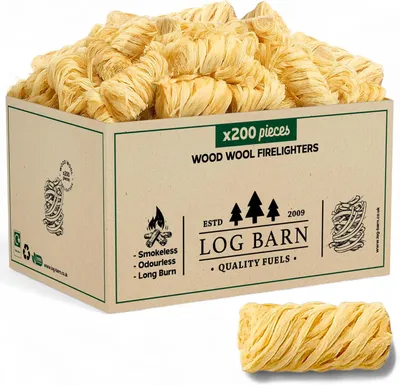 Obrázok produktu pre Kocky na rozpaľovanie z prírodnej drevnej vlny, 200 kusov, ekologické, vhodné na kachle a gril