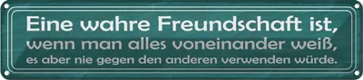 Produktbild von vianmo Blechschild 10x46 cm wahre Freundschaft ist wenn man Spruch Zitat