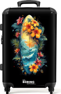 Produktbild von NoBoringSuitcases.com Hartschalen Koffer Mittelgroß 67x43x25 cm, 72L, Sommerliche Graffiti: Surfbrett, Reisekoffer mit 4 Rollen