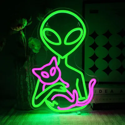 Obrázek produktu pro Nápis "Alien" v neonovém světle, LED neonový nápis "Alien", nástěnní dekorace