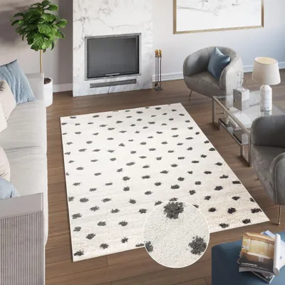 Obrázek produktu pro Koberec obývací pokoj ložnice moderní design shaggy vysoký vlas dlouhý vlas šedý krémový ÖKOTEX 300 x 400 cm