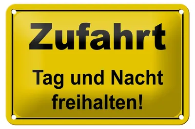 Produktbild von Blechschild Hinweis 18x12cm Zufahrt Tag und Nacht freihalten