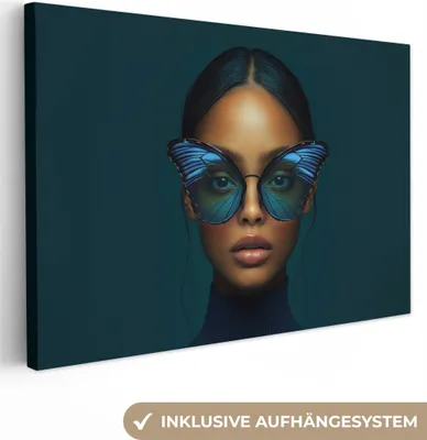 Produktbild von Leinwand Bilder 120x80 cm - Frauen, Abstrakt - Modern - Blau, Wandbilder, Wanddeko Wohnzimmer, Bild