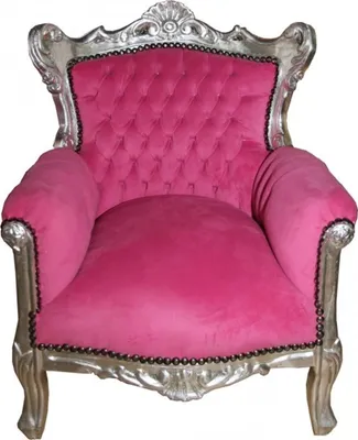 Produktbild von Casa Padrino Barock Kinder Sessel / Thron Rosa/Silber