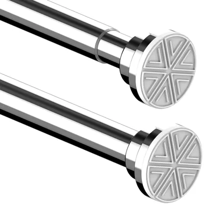 Zdjęcie produktu dla Drążek do zasłon teleskopowy - montaż bez wiercenia - średnica 32 mm - długość 85-265 cm - antypoślizgowy - stal nierdzewna - drążek do zasłon prysznicowych