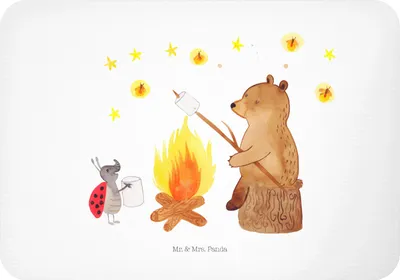 Produktbild von Mr. & Mrs. Panda magnet Bär & Marienkäfer Lagerfeuer - Weiß - Geschenk, Kühlschrankmagnet, holzmagnet, Teddy, whiteboardmagnet, wandmagnet, haftmagnet