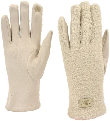 Produktbild von styleBREAKER Damen Touchscreen Handschuhe mit Teddyplüsch | Weiche warme Winter Fingerhandschuhe | Kuscheliger Smartphone Handschuh in vielen Farben