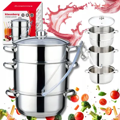Zdjęcie produktu dla Duży Sokownik 8 Lit Garnek Do Soku Parowy Indukcja Gaz 26cm