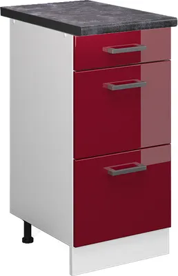 Produktbild von Küchenunterschrank Vicco R-Line Rot Hochglanz 40 cm mit Schubladen, AP Anthrazit, Model 45487