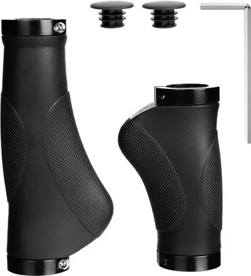 Image de Poignées de vélo ergonomiques Ibenzoa® avec revêtement antidérapant et double système de verrouillage – poignées de guidon confortables pour vélos de course, VTT, vélos de ville et vélos de randonnée