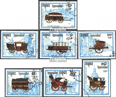 Produktbild von Briefmarken Kambodscha 1989 Mi 1067-1073 (kompl.Ausg.) gestempelt Postkutschen