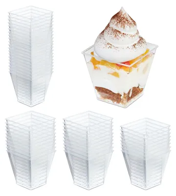50 Dessertbecher, transparent, 210 ml, stapelbar, wiederverwendbar