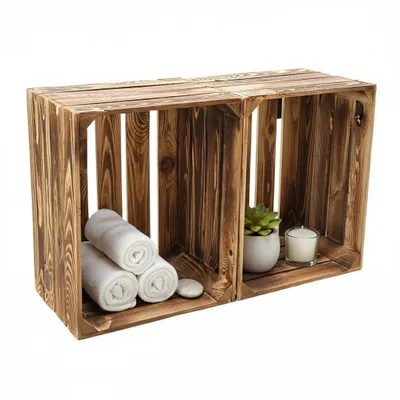 Produktbild von Holzkiste geflammt 50x40x30cm - Regal-Box Obstkiste mit & ohne Zwischenboden