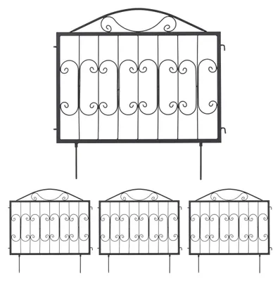 Immagine prodotto di Recinzione da aiuola - Recinzione decorativa - 60 x 60 cm per elemento - Metallo - Nero - Per giardino e aiuole
