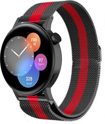 Produktbild von Strap-it Milanese - Kompatibel mit Huawei Watch GT 3Armband 42mmHochwertiger EdelstahlHuawei watch strap Armband mit Magnetverschluss für 20mmArmband Rot