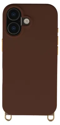 Immagine prodotto di Custodia posteriore MagSafe per Apple iPhone 16, marca Selencia Rivièra, in colore marrone cioccolato, con ganci removibili