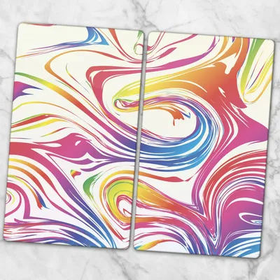 Produktbild von Glas-Herdabdeckplatten Glaskeramikkochfeld-Abdeckung Spritzschutz Glas 2x30x52 cm - Marmor