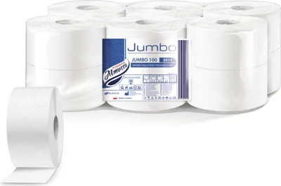 Produktbild von Jumbo Toilettenpapier ALMUSSO 100M 2W Weiß