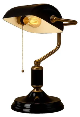 Produktbild von LED Tischleuchte, Bankerlampe, Metall schwarz gold, H 34 cm