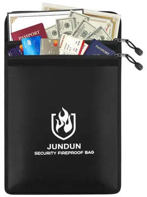 Immagine prodotto di Borsa portadocumenti ignifuga - Impermeabile - 2 scomparti - Strisce riflettenti - 38 x 28 cm