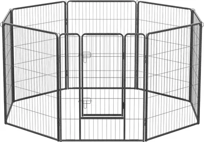 Immagine prodotto di FEANDREA puppy pen, recinto da esterno per cani, 8 sbarre ciascuna 77 x 100 cm, grigio
