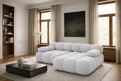 Produktbild von Kaiser Möbel Ecksofa L-form Mini modular, Bouclé-Stoff Abriamo, Hellgrau, Rechts, Selia