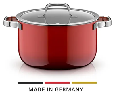 Produktbild von WMF Fusiontec Mineral Pro Kochtopf mit Deckel, 24 cm, Passion Red 05.1955.5290, 6,4 l, Rund, Rot, Edelstahl, Fusiontec, Edelstahl