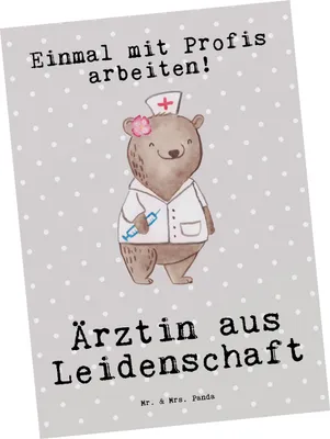 Produktbild von Mr. & Mrs. Panda Postkarte Ärztin Leidenschaft - Grau Pastell - Geschenk, Arztpraxis, Ansichtskarte, bildkarte, Postkarten, Krankenhaus, Medizinstudium, Ansichtskarten