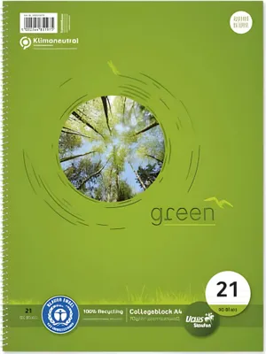 Immagine prodotto di Staufen® green 608570010 Collegeblock LIN21 - A4, 80 fogli, 70 g/m², foderato