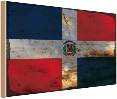 Produktbild von vianmo Holzschild 30x40 cm Dominikanische Republik Flagge Fahne Wappen
